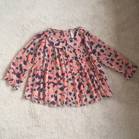 Mono B coral and navy blouse size medium - Picture 3 of 5